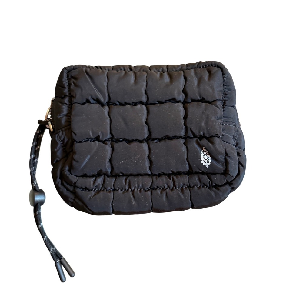 Free People FP Movement Quilted Mini Case Pouch Black NWT
